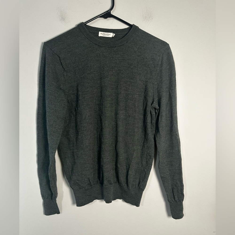 Suitsupply 100% Merino‎ Wool Crewneck Sweater - Charcoal Grey - Men's Size M